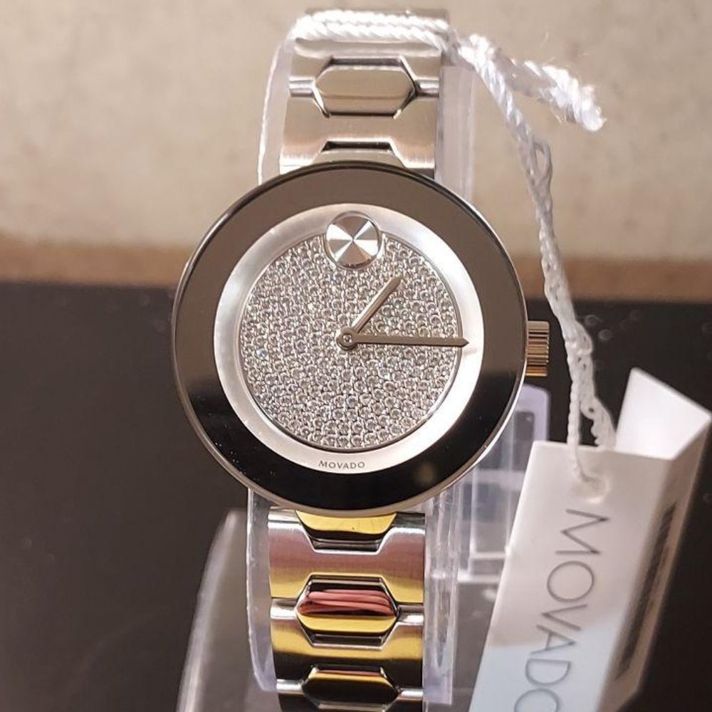 NEW MOVADO BOLD SILVER GLITZ LADIES WATCH